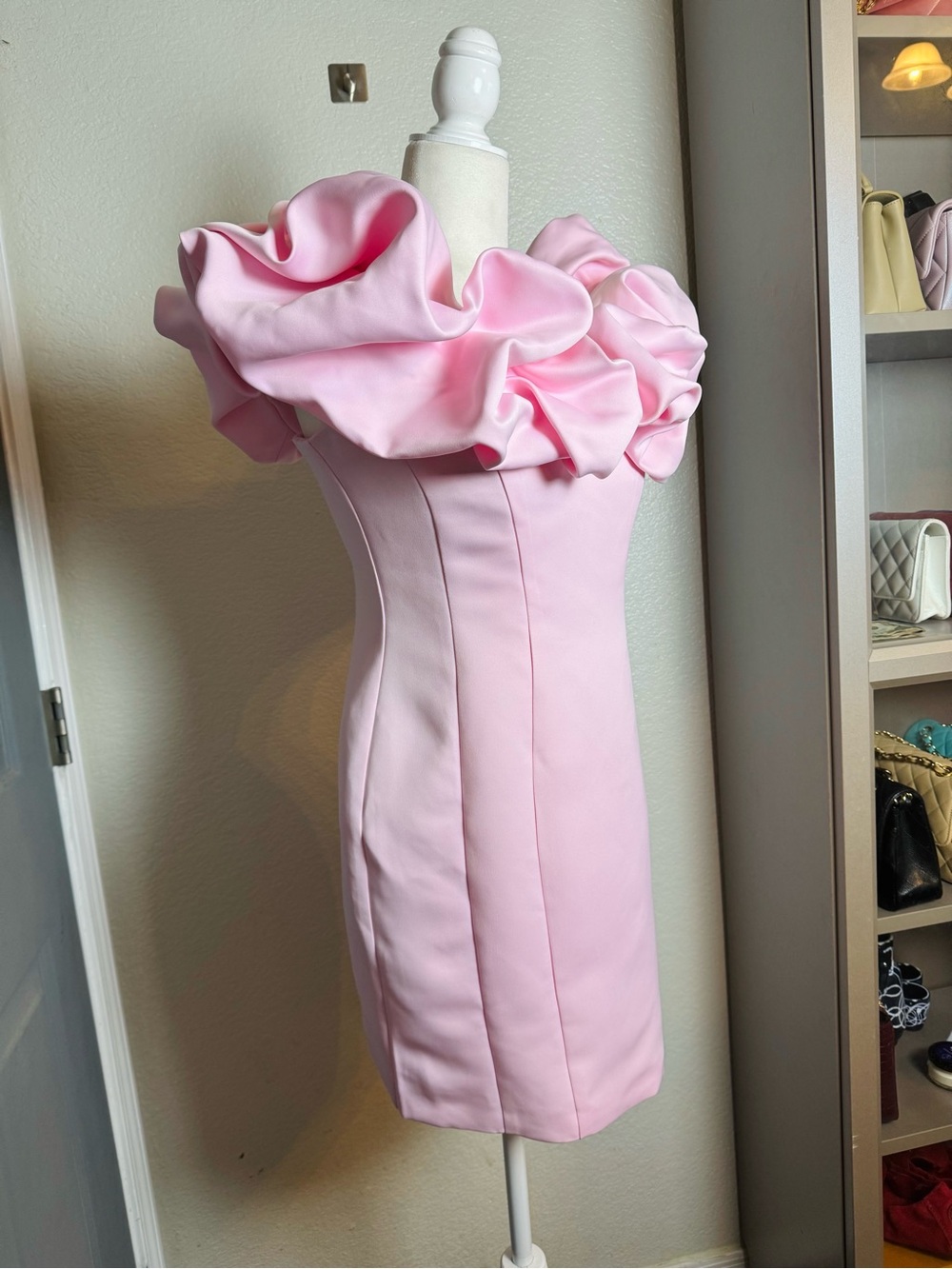Pink Ruffled Off Shoulder Mini Dress - Picture 5 of 11